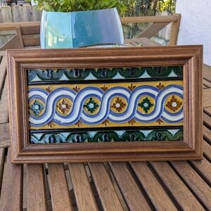 Vintage framed Spanish tile